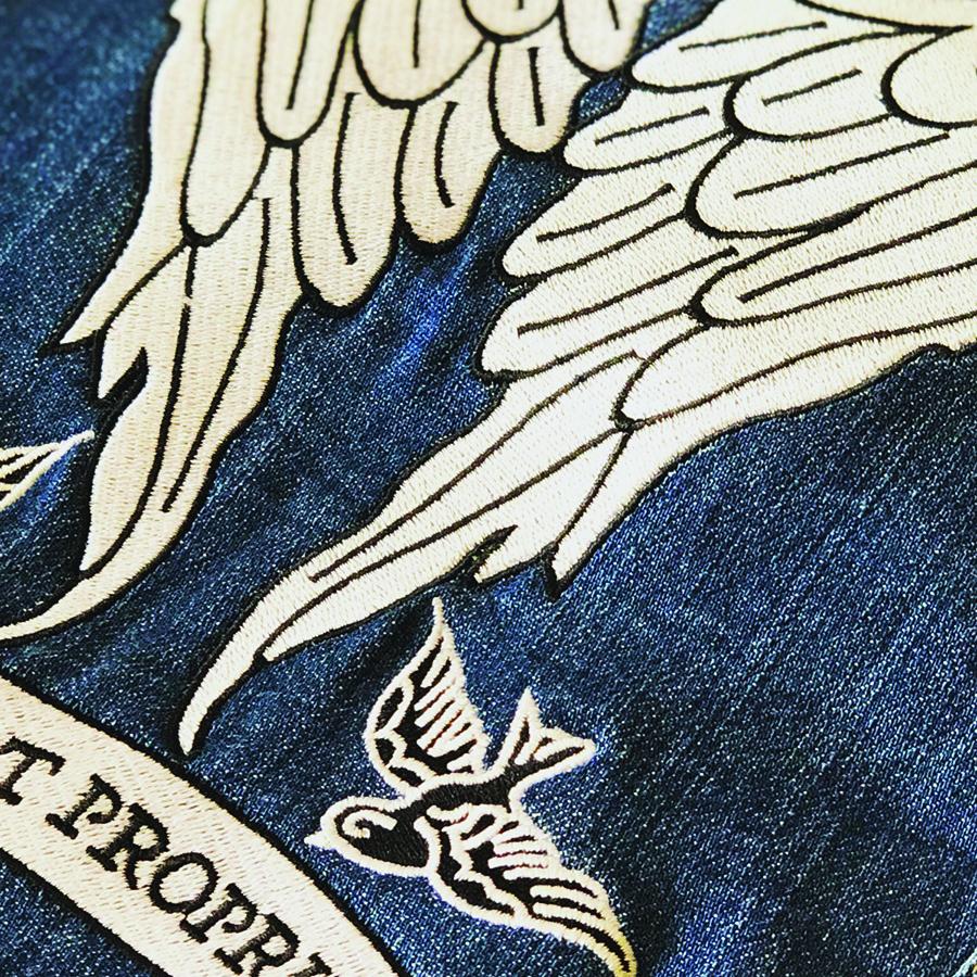 She Flies With Her Own Wings - Fully Embroidered Latin Motto - Vintage Levi's Denim Jacket