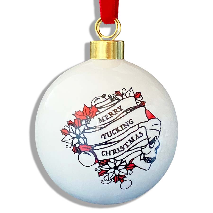 Merry Fucking Christmas Bone-China Bauble