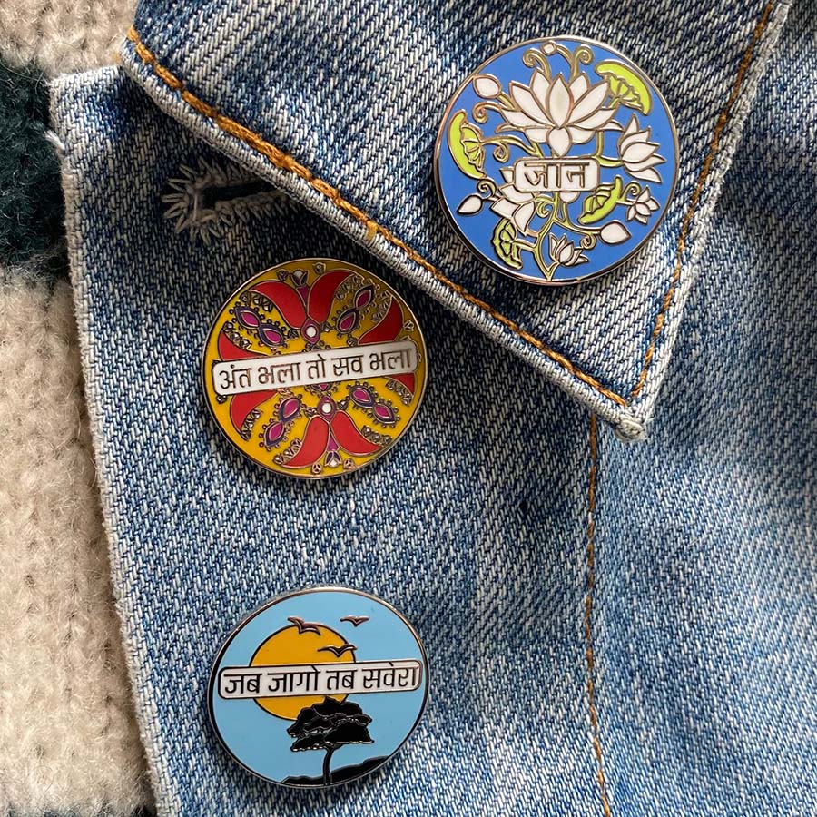 Set Of Three Hindi Wisdom Enamel Pins