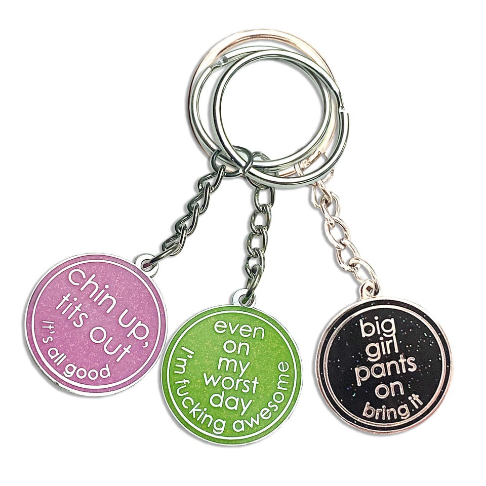 Set Of Three Glitter Keyrings For Best Friends