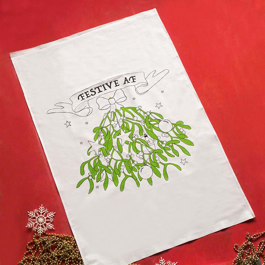 Festive AF Christmas - Tea Towel