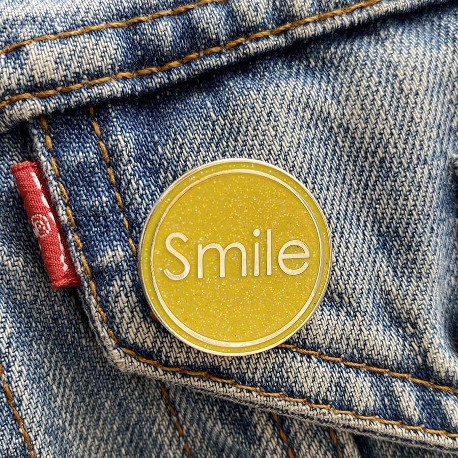 Smile Enamel Glitter Pin