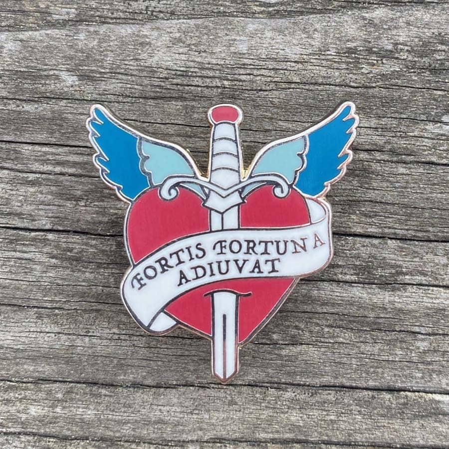 Fortune Favours The Bold Latin Motto Enamel Pin