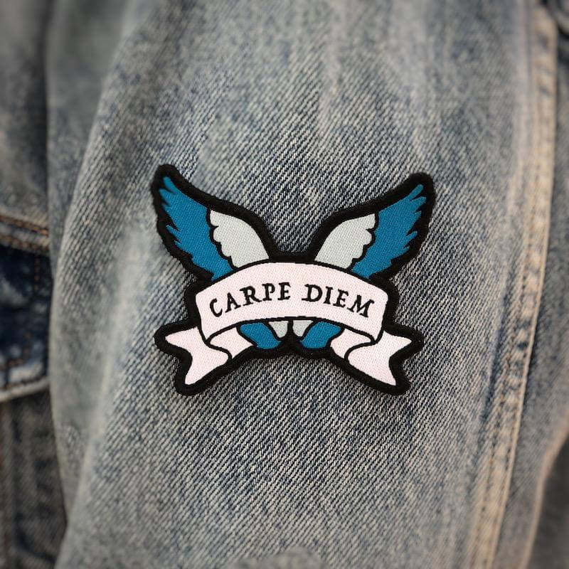 Seize The Day Latin Motto Iron-On Woven Patch