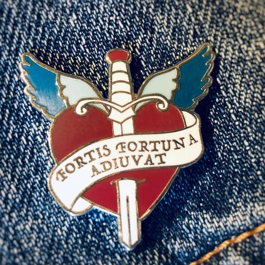 Fortune Favours The Bold Latin Motto Enamel Pin